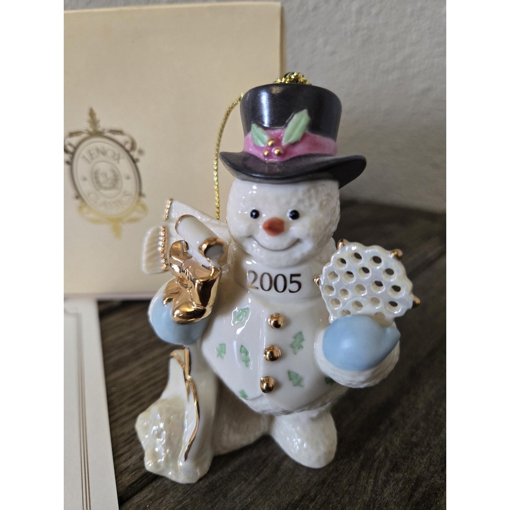 Vintage Lenox Christmas Ornament 2005 Snowman A Chilly Christmas Snowflake Tree
